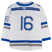 Maillot blanc et bleu numéro des Falcons de l'Air Force avec patch du 20e anniversaire de l'Atlantic Hockey du programme de hockey