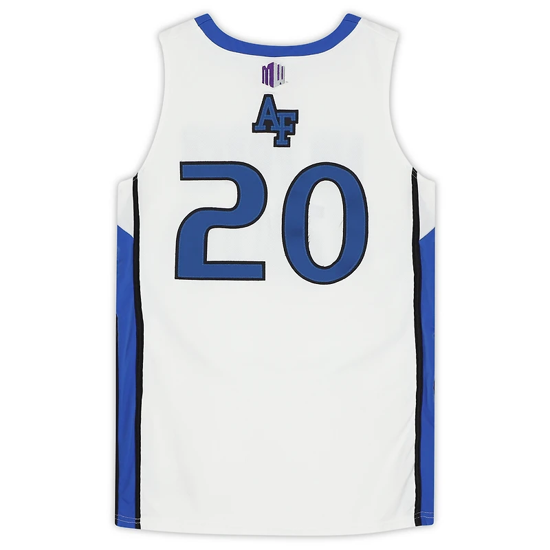 Maillot blanc, bleu et noir numéro 20 des Air Force Falcons du programme de basket-ball - Taille L