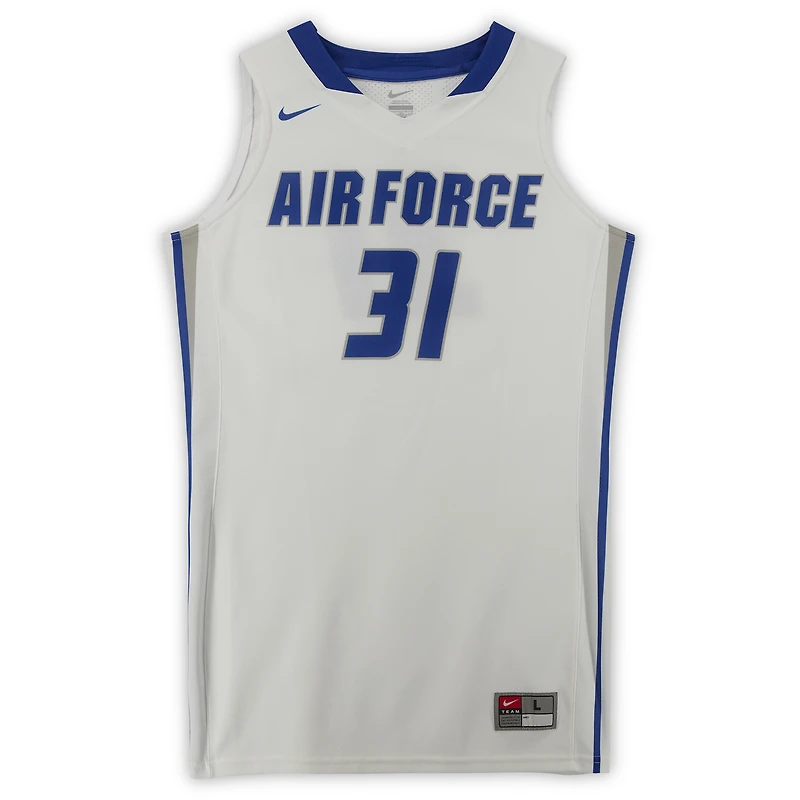 Maillot blanc et bleu numéro 31 des Air Force Falcons émis par l'équipe du programme de basket-ball - Taille L