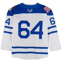 Maillot blanc n° 64 des Falcons de l'Air Force avec écusson du 20e anniversaire du programme de hockey