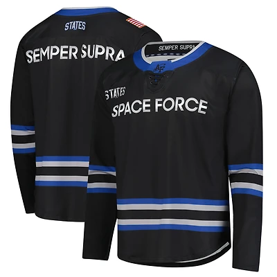 Maillot réplique de hockey Space Force des Falcons l'Air pour homme, noir