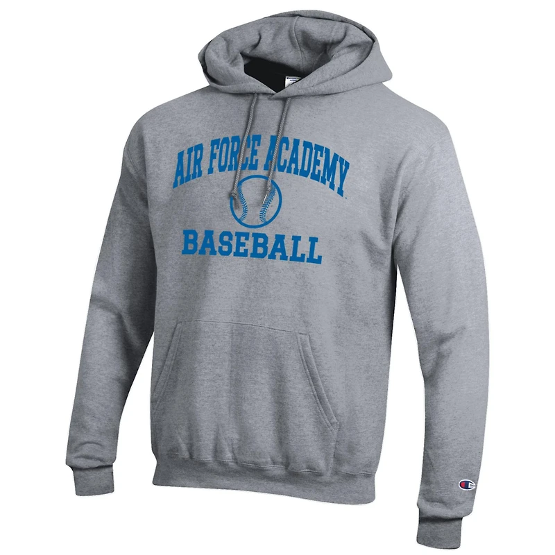 Sweat à capuche Champion Gray Air Force Falcons pour homme, avec logo de l'équipe principale, style baseball Powerblend