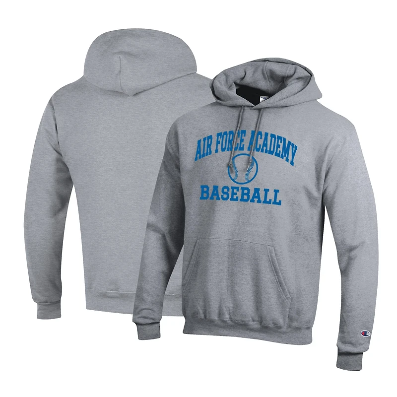 Sweat à capuche Champion Gray Air Force Falcons pour homme, avec logo de l'équipe principale, style baseball Powerblend