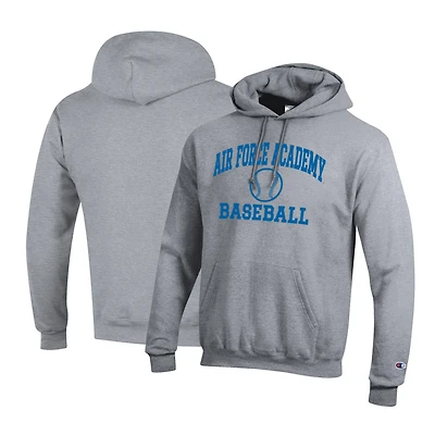 Sweat à capuche Champion Gray Air Force Falcons pour homme, avec logo de l'équipe principale, style baseball Powerblend