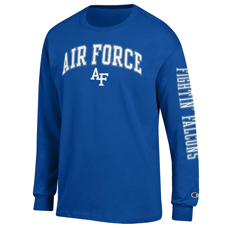 T-shirt à manches longues Champion Royal Air Force Falcons pour homme avec logo Arch Over 2-Hit