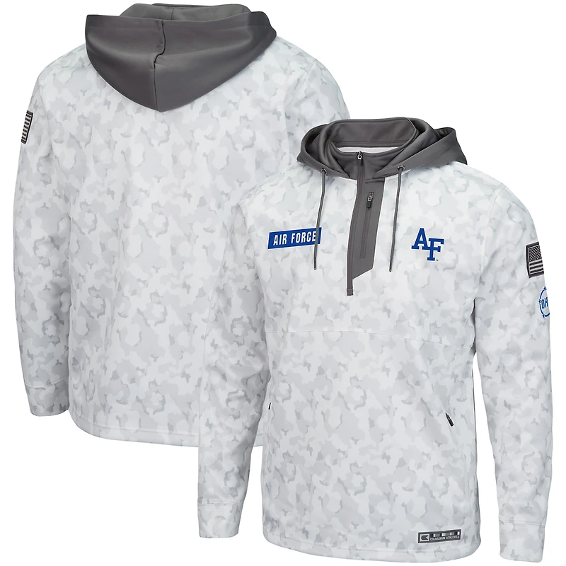 Colosseum Arctic Camo Air Force Falcons OHT Military Appreciation Quarter-Zip Sweat à capuche pour homme
