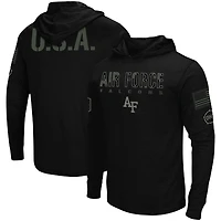 Colosseum Black Air Force Falcons OHT Military Appreciation Hoodie T-shirt à manches longues pour homme
