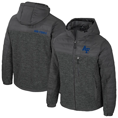 Men's Colosseum Charcoal Air Force Falcons Nightman Full-Zip Hoodie Puffer Jacket