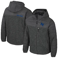 Men's Colosseum Charcoal Air Force Falcons Nightman Full-Zip Hoodie Puffer Jacket