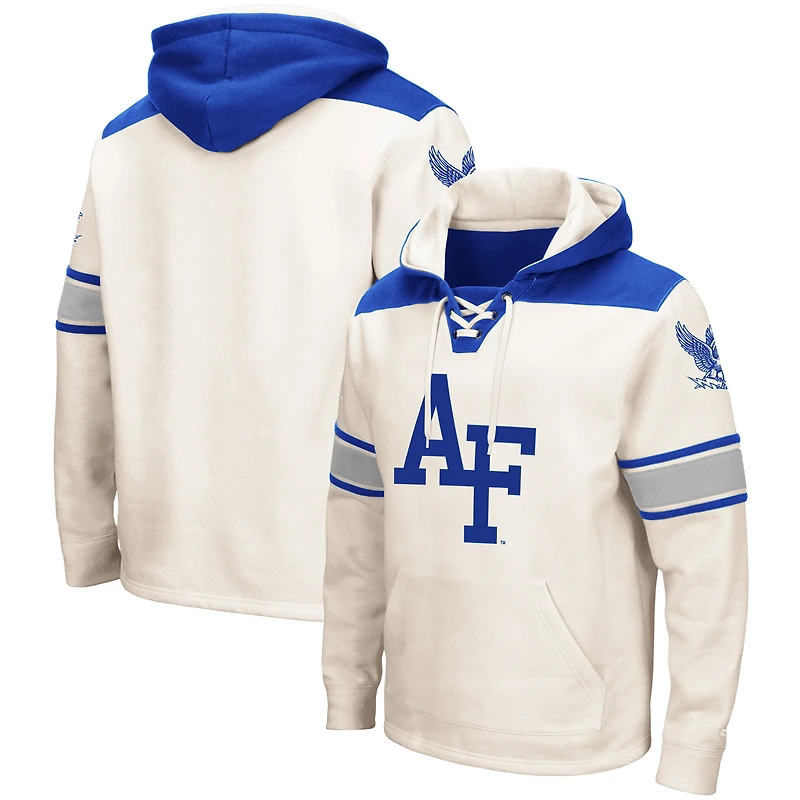 Men's Colosseum Cream Air Force Falcons 2.0 Lace-Up Pullover Hoodie