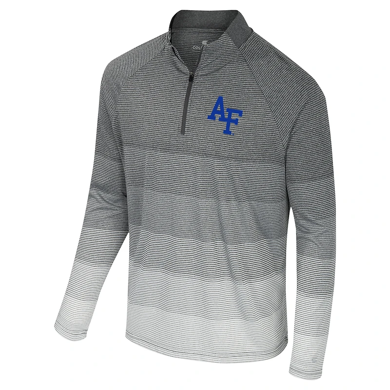 Men's Colosseum Gray Air Force Falcons AI Striped Mesh Quarter-Zip Raglan Windshirt