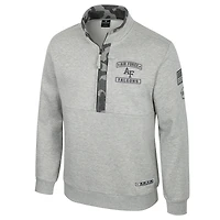 Men's Colosseum Heather Gray Air Force Falcons OORAH OHT Military Appreciation Fleece Quarter-Zip Jacket