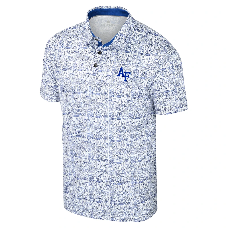 Men's Colosseum Royal Air Force Falcons It's Time! Allover Print Polo