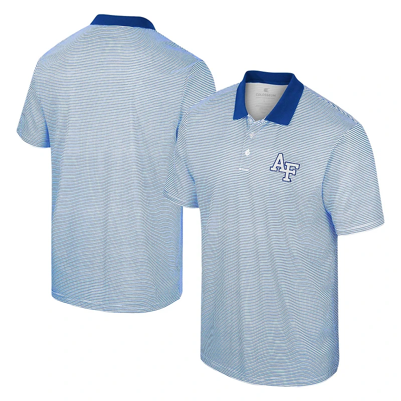 Men's Colosseum White/Royal Air Force Falcons Print Stripe Polo