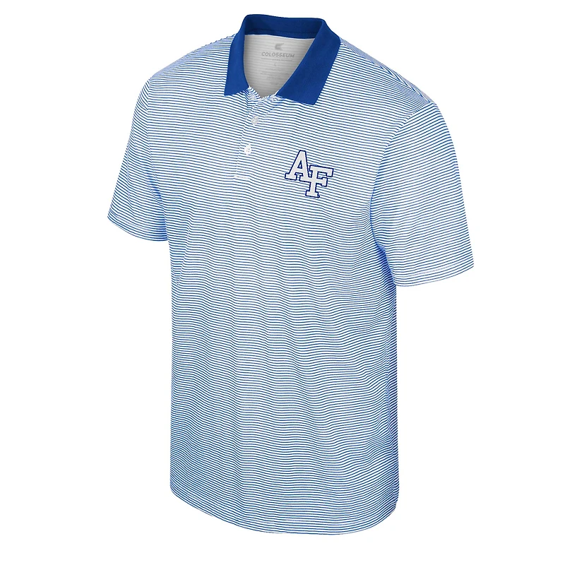 Men's Colosseum White/Royal Air Force Falcons Print Stripe Polo
