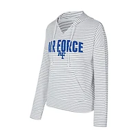 Sweat à capuche rayé col en V et motif Air Force Falcons blanc/gris Concepts Sport pour homme
