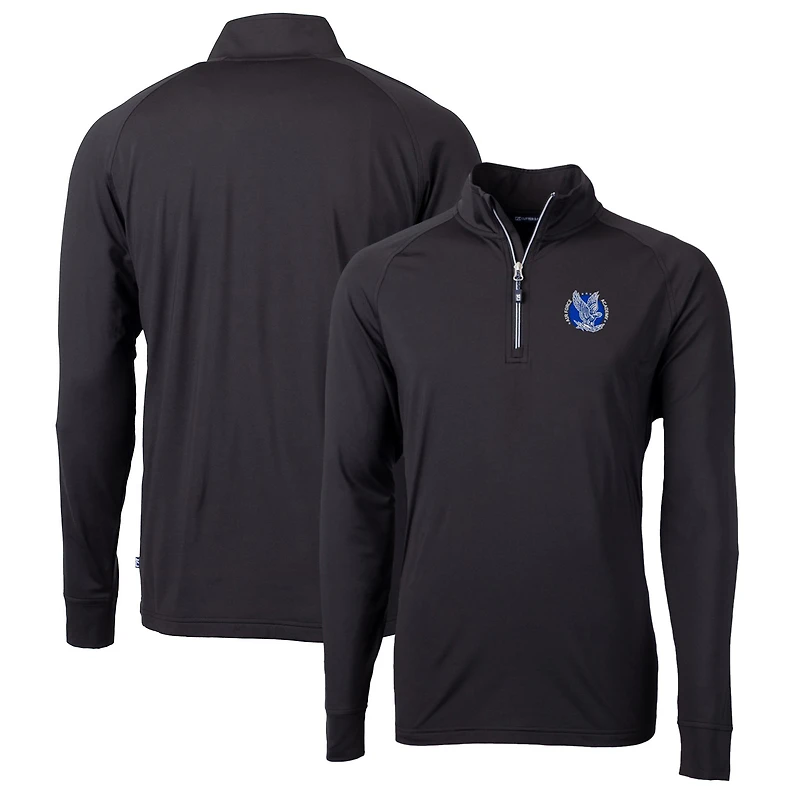 Men's Cutter & Buck Black Air Force Falcons Adapt Eco Knit Stretch Recycled Quarter-Zip Pullover Top