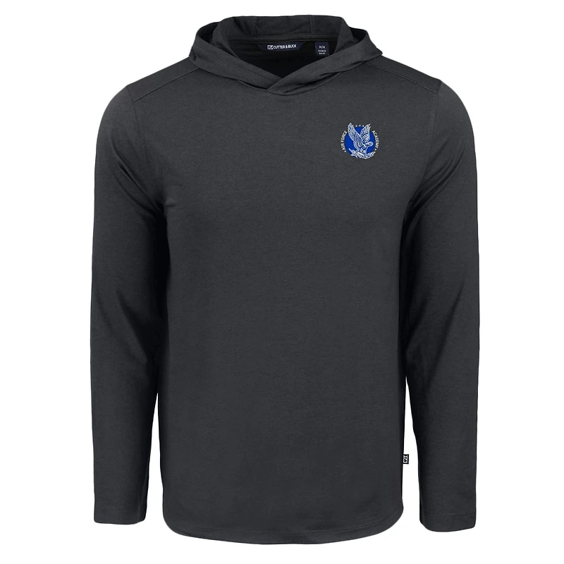 T-shirt à capuche manches longues Cutter & Buck Black Air Force Falcons Coastline Epic Comfort Eco Recycled pour homme