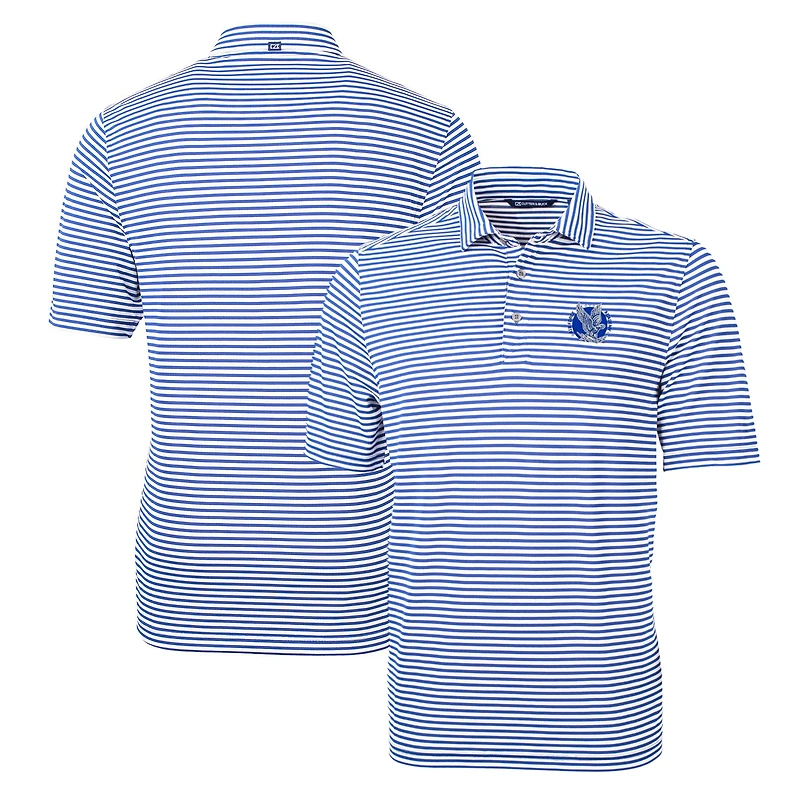 Men's Cutter & Buck Blue Air Force Falcons Throwback Logo Virtue Eco Pique Stripe Recycled Polo