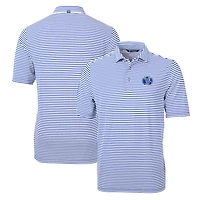 Men's Cutter & Buck Blue Air Force Falcons Throwback Logo Virtue Eco Pique Stripe Recycled Polo