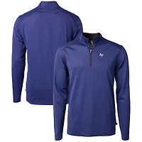 Men's Cutter & Buck  Royal/Black Air Force Falcons Big Tall Virtue Eco Pique Micro Stripe Recycled Quarter-Zip Pullover Top
