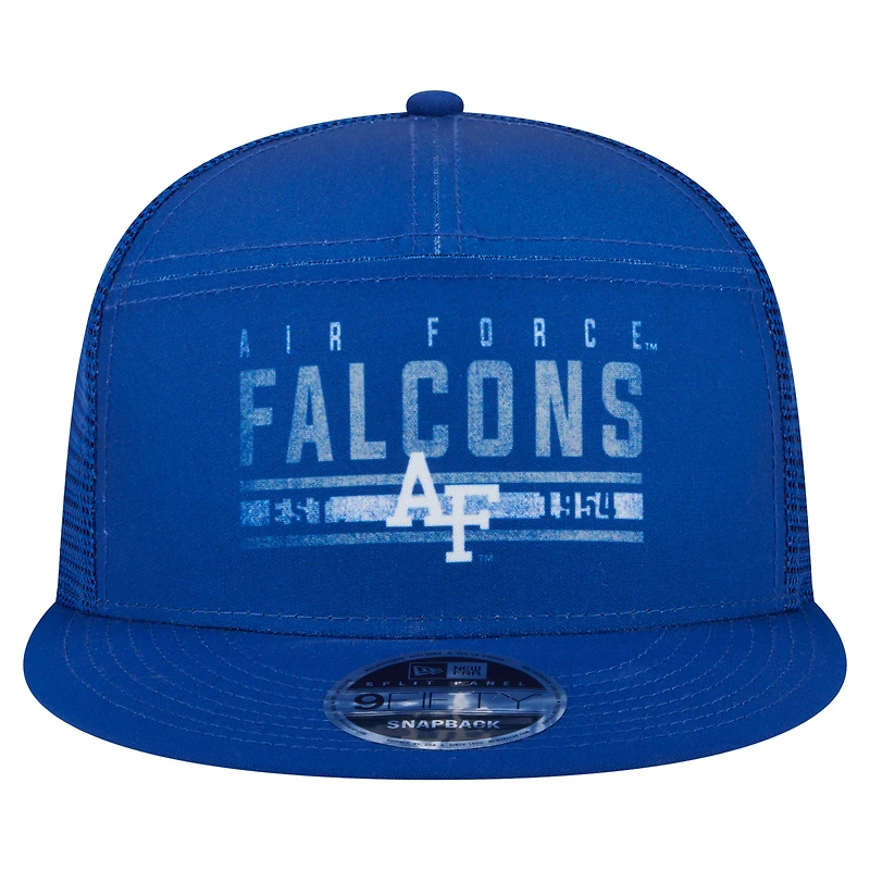 Men's New Era Royal Air Force Falcons Split Panel 9FIFTY Snapback Trucker Hat