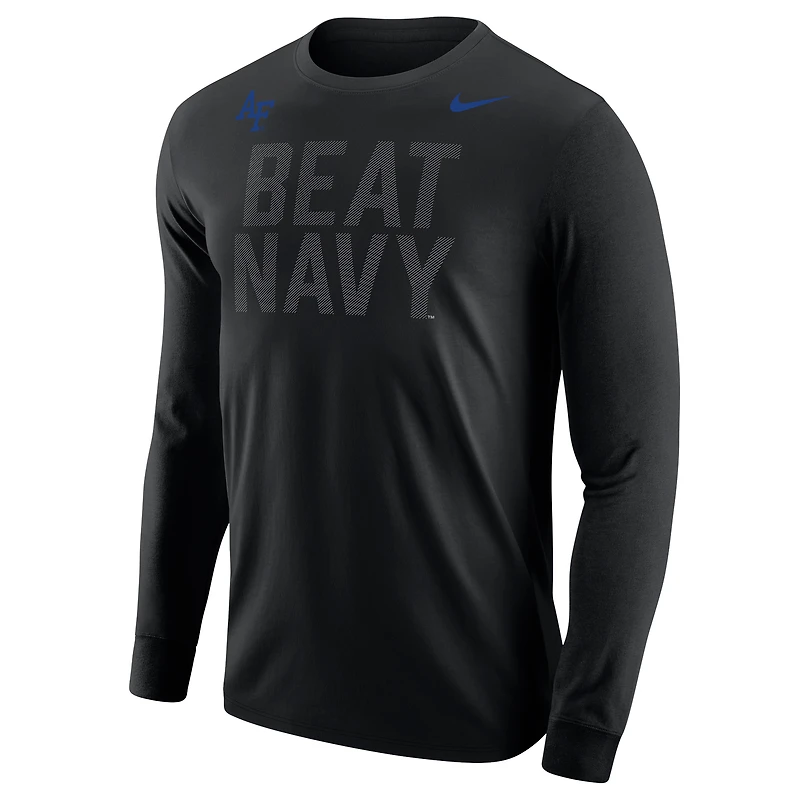 T-shirt à manches longues Nike Air Force Falcons APLS Fighting Falcon Collection Rivalry pour homme, noir