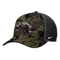 Men's Nike Camo Air Force Falcons 2025 Military Appreciation Rise Adjustable Trucker Hat