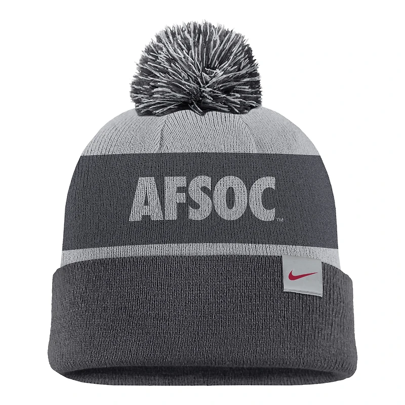 Men's Nike Charcoal Air Force Falcons Rivalry Shield Cuffed Knit Hat with Pom
