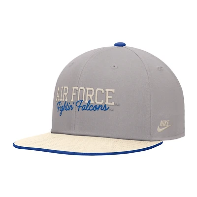 Casquette Nike Air Force Falcons Vintage Script Pro Dri-FIT Snapback grise pour homme