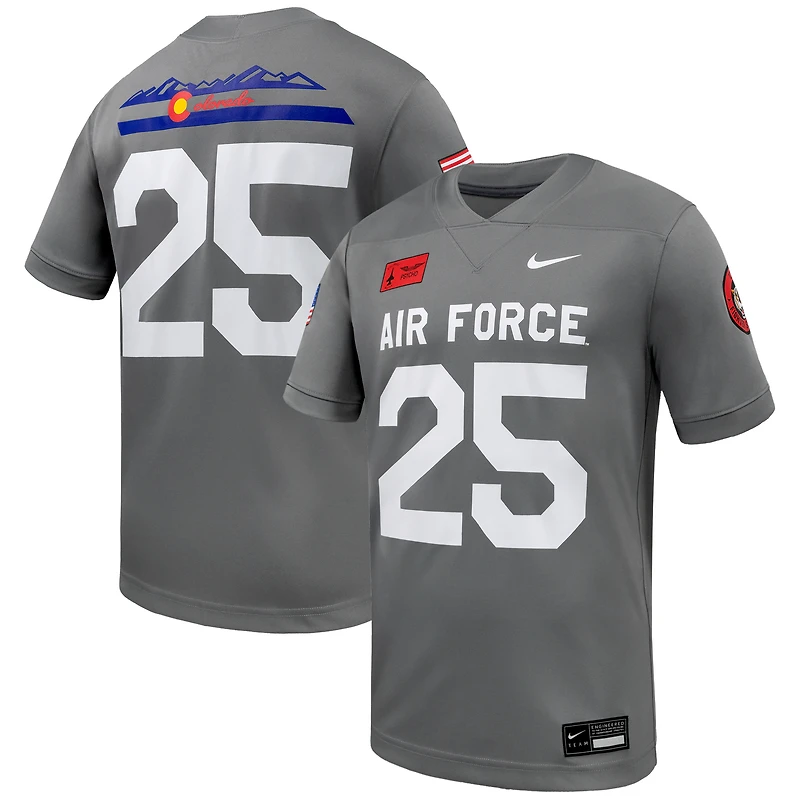 Men's Nike #25 Gray Air Force Falcons APLS Fighting Falcon Collection Football Game Jersey