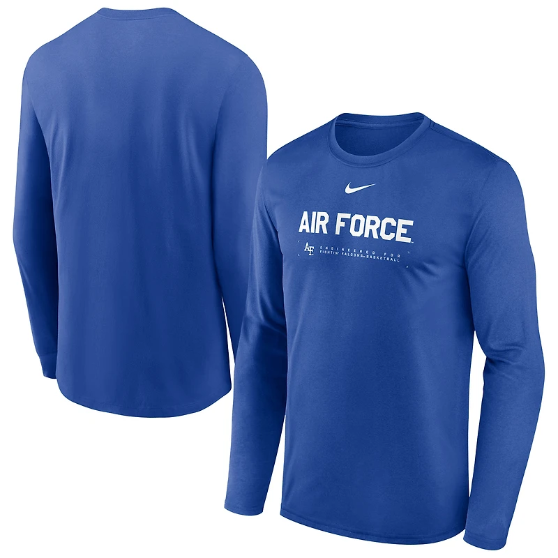 Men's Nike Royal Air Force Falcons 2025 Courtside Basketball Shootaround Dri-FIT Long Sleeve T-Shirt