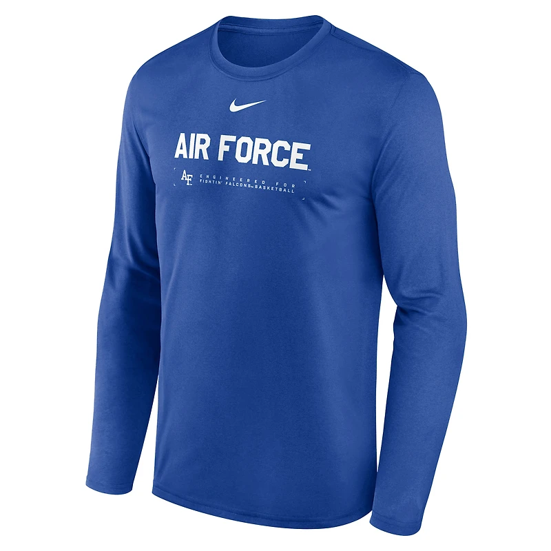 Men's Nike Royal Air Force Falcons 2025 Courtside Basketball Shootaround Dri-FIT Long Sleeve T-Shirt
