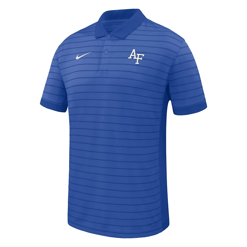 Polo Nike Royal Air Force Falcons 2025 Performance pour homme, coupe en début de saison, avec rayures Victory Sideline