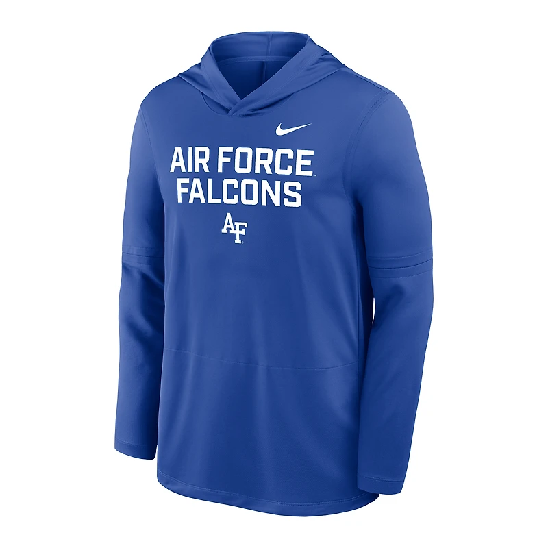 T-shirt à capuche et manches longues Nike Royal Air Force Falcons 2025 Sideline Dri-FIT pour homme