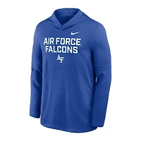 Men's Nike Royal Air Force Falcons 2025 Sideline Lightweight Dri-FIT Long Sleeve Hoodie T-Shirt