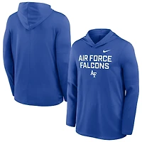 Men's Nike Royal Air Force Falcons 2025 Sideline Lightweight Dri-FIT Long Sleeve Hoodie T-Shirt