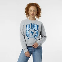 Sweat-shirt à col rond Powerblend gris chiné pour femme, modèle Champion Air Force Falcons Academic Crest.