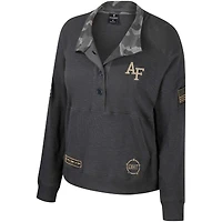 Sweat-shirt thermique Colosseum Heather Charcoal Air Force Falcons OHT pour femmes, Appréciation militaire Payback Henley