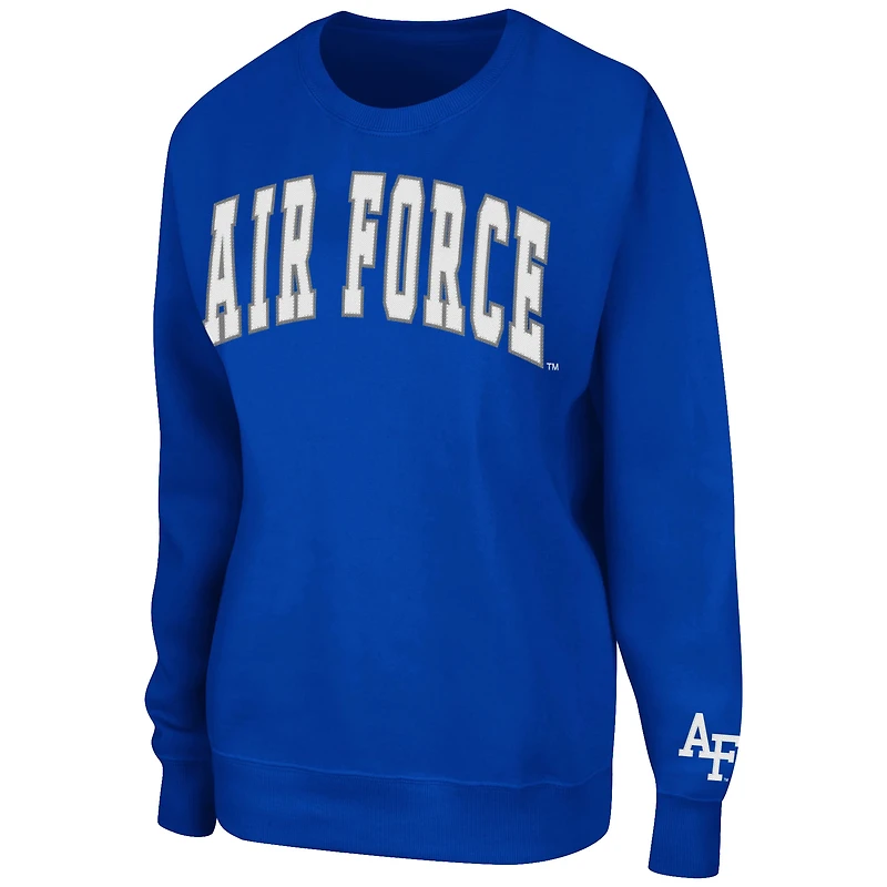 Women's Colosseum White Air Force Falcons Campanile Pullover Sweatshirt