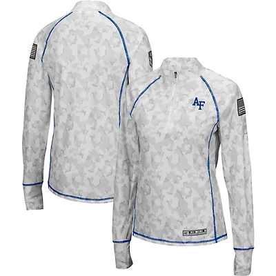 Colosseum White Air Force Falcons OHT Military Appreciation Officer Arctic Camo Fitted Lightweight 1/4-Zip Jacket