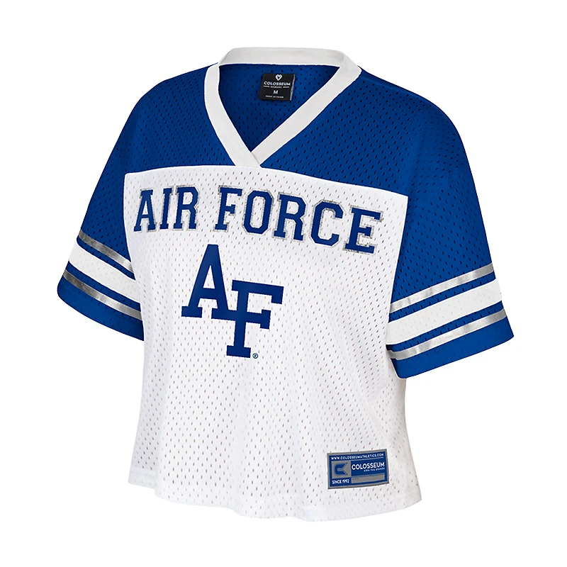 Women's Colosseum  White Air Force Falcons Treasure Cropped Football Jersey