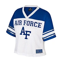 Women's Colosseum  White Air Force Falcons Treasure Cropped Football Jersey