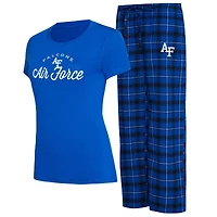 Women's Concepts Sport Royal/Black Air Force Falcons Arctic T-Shirt & Flannel Pants Sleep Set