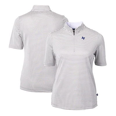 Women's Cutter & Buck  Gray Air Force Falcons DryTec Virtue Eco Pique Stripe Recycled Top