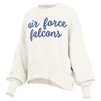 Women's Pressbox Cream Air Force Falcons Oversized Chelsea Waist Length Pullover Sweatshirt