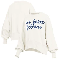 Women's Pressbox Cream Air Force Falcons Oversized Chelsea Waist Length Pullover Sweatshirt