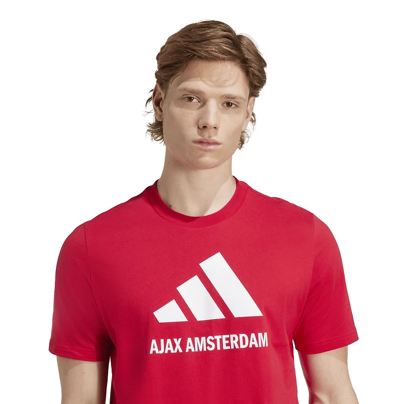 Men's adidas Red Ajax Three-Stripe Wordmark T-Shirt