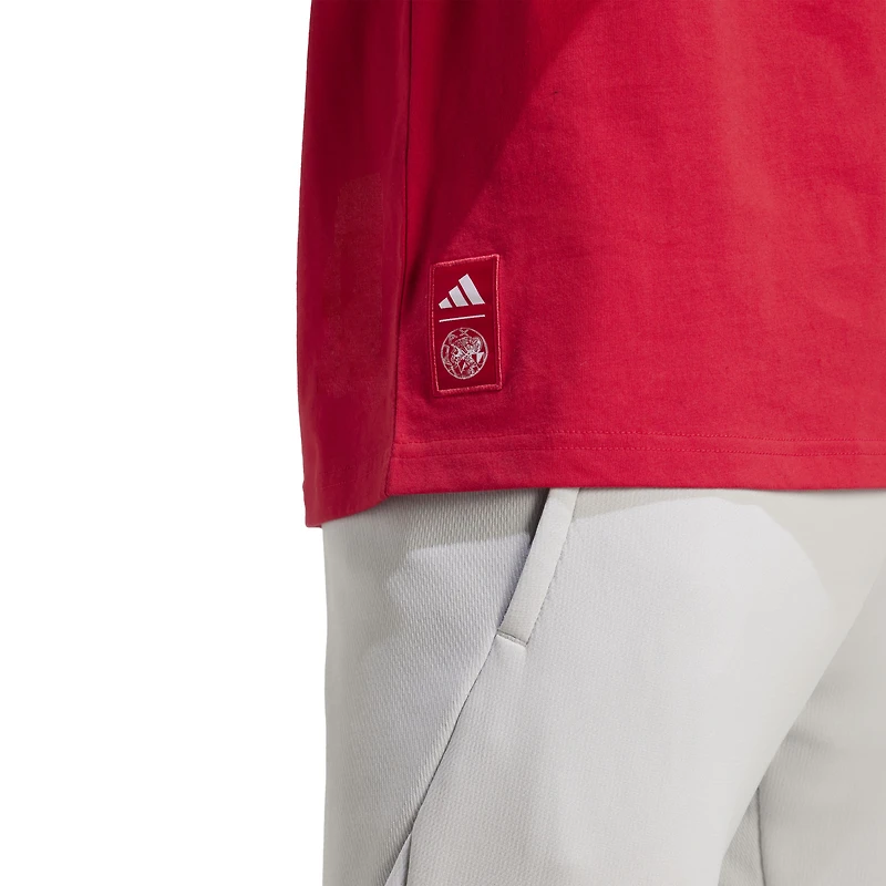 Men's adidas Red Ajax Three-Stripe Wordmark T-Shirt