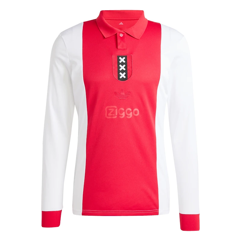 Men's adidas Originals White Ajax 125th Anniversary Replica Long Sleeve Jersey